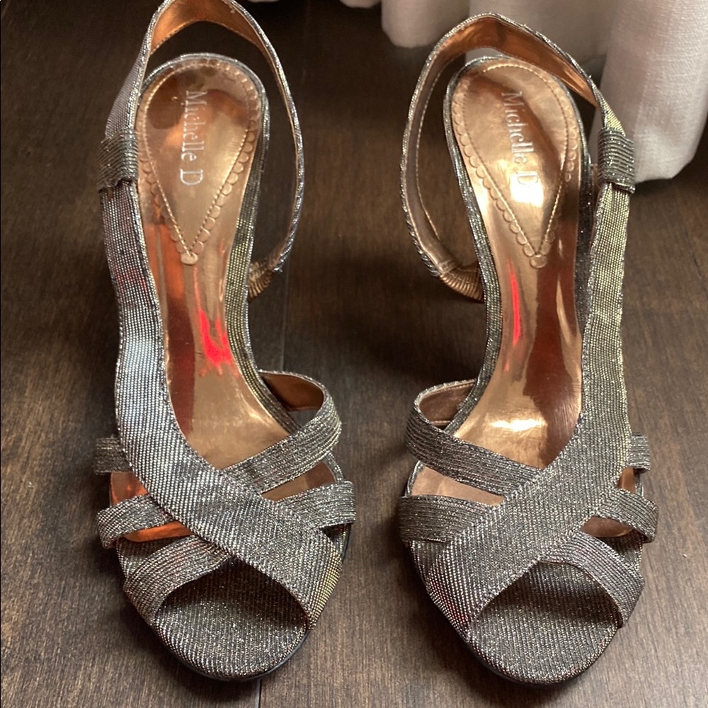 Michelle D Metallic Strappy Heels